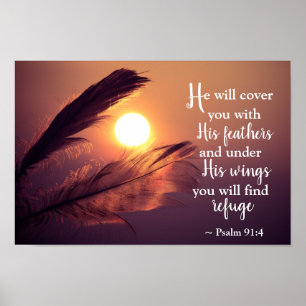Psalm 91:4 He will cover you with His Feathers Poster