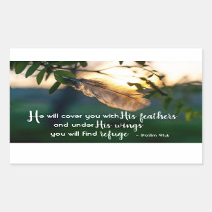 Psalm 91:4 He will cover you with His Feathers Rectangular Sticker