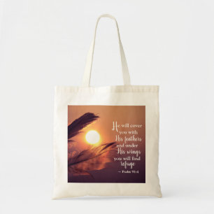 Psalm 91:4 He will cover you with His Feathers Tote Bag
