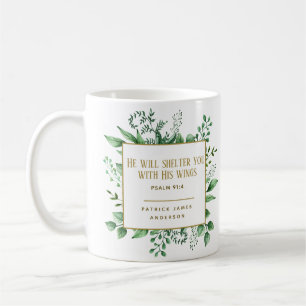 Psalm 91:4 He will shelter you Custom Name Coffee Mug