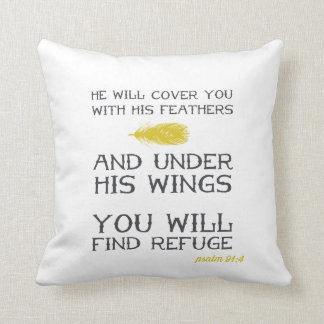 Psalm 91:4 | Inspirational Bible Verse Cushion