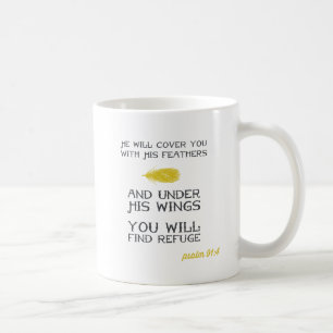 Psalm 91:4 Inspirational Bible Verse Yellow Coffee Mug
