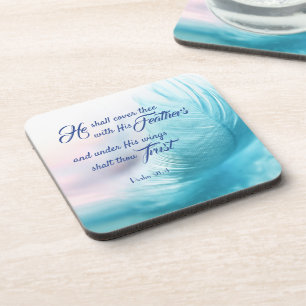 Psalm 91:4 King James Hard Plastic Coasters