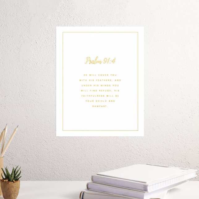 Psalm 91:4 Scripture in Gold Foil Prints (In Situ (Desk 3))