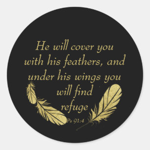 Psalm 91:4 Wings God's protection Bible Scripture  Classic Round Sticker