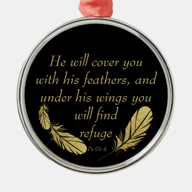Psalm 91:4 Wings God's protection Bible Scripture  Metal Tree Decoration (Front)