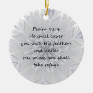Psalm 91:4 Wings God's protection Inspirational Ceramic Tree Decoration