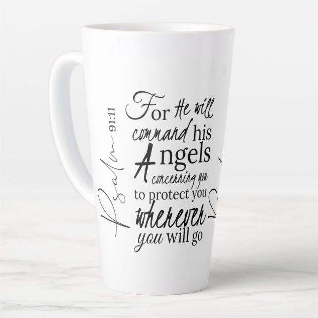 Psalm 91 Angel Protection Christian Scripture Latte Mug (Left Angle)