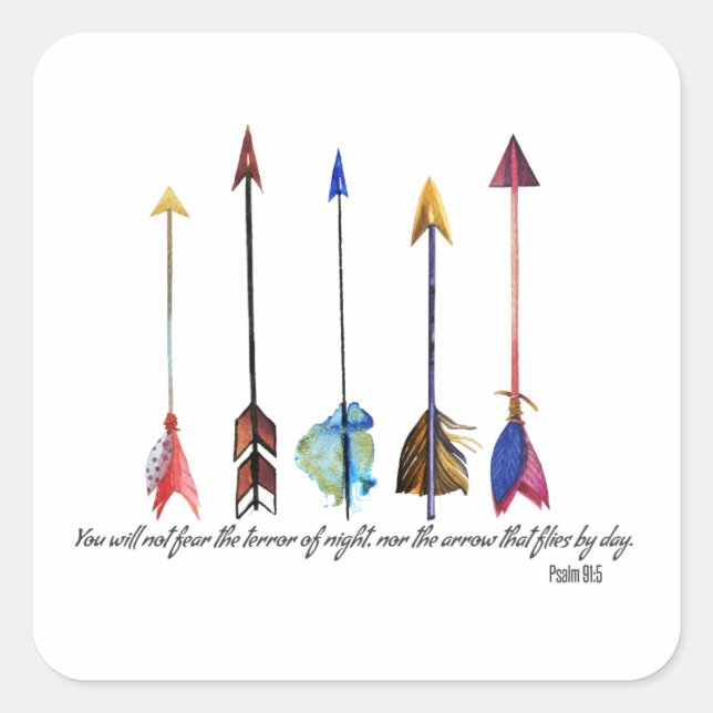 Psalm 91 Arrow Square Sticker (Front)