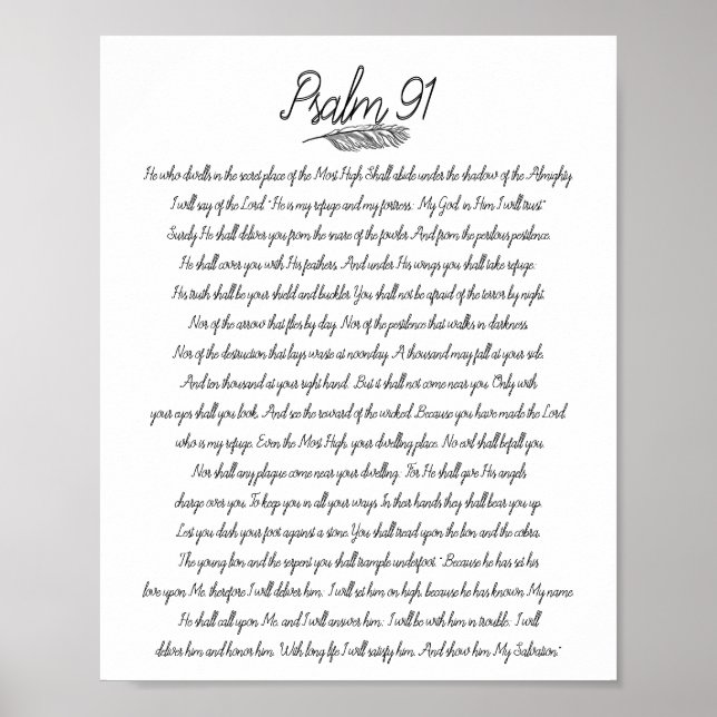 Psalm 91 Bible Decor Feather Christian Art (Front)