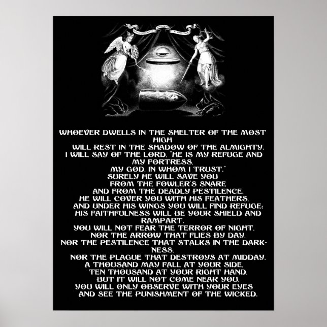 psalm 91 bible quote angels Religious art Poster (Front)