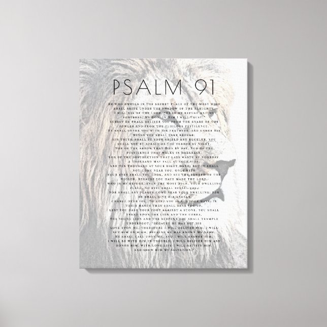  Psalm 91 Bible Verses Lion Head Christian Canvas Print (Front)