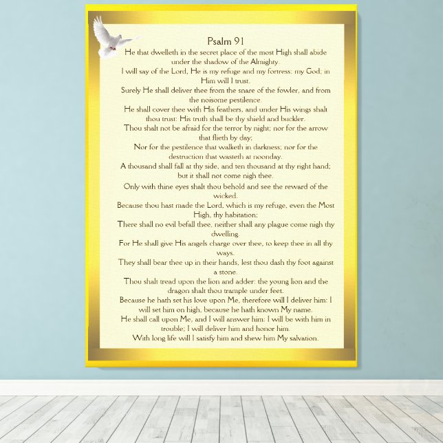 Psalm 91 canvas print (Insitu(Wood Floor))
