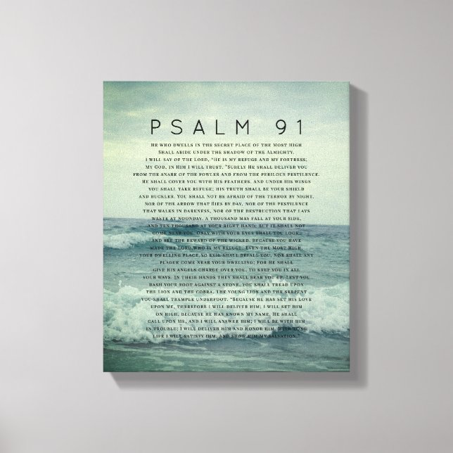 Psalm 91 Coastal Ocean Beach Waves Canvas Print (Front)