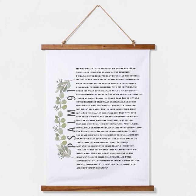 Psalm 91 Eucalyptus Leaves Bible Verses Christian Hanging Tapestry (Front)