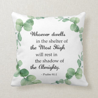 Psalm 91 Eucalyptus Wreath Bible Quote Christian Cushion
