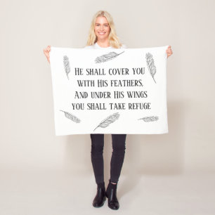 Psalm 91 Feathers Design Christian Fleece Blanket