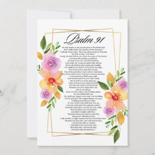 Psalm 91 Floral Geometric Frame Holiday Card
