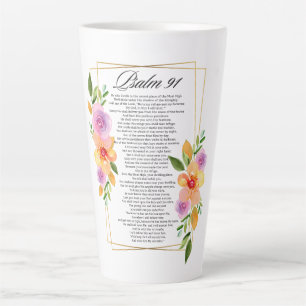 Psalm 91 Floral Geometric Frame Latte Mug