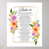 Psalm 91 Floral Geometric Frame