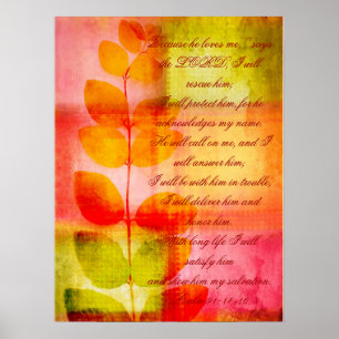 Psalm 91, grunge autumnal design wall poster