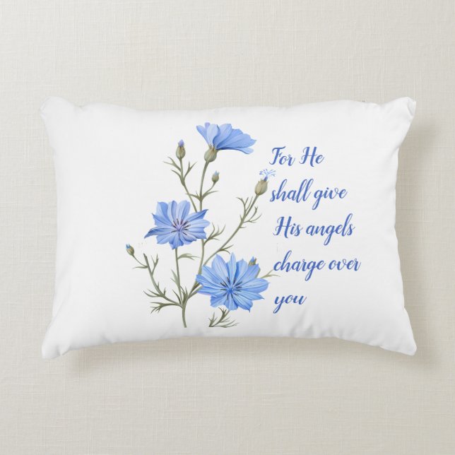 Psalm 91  He Shall Give His Angels Inspirational Decorative Cushion (Front)