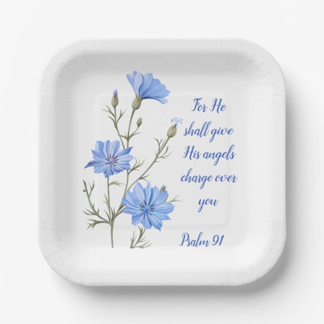 Psalm 91 He Shall Give His Angels Inspirational  Paper Plate (Front)