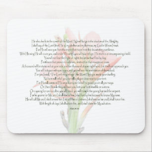 Psalm 91 Lily Flower My God is Whom I trust Mouse Mat