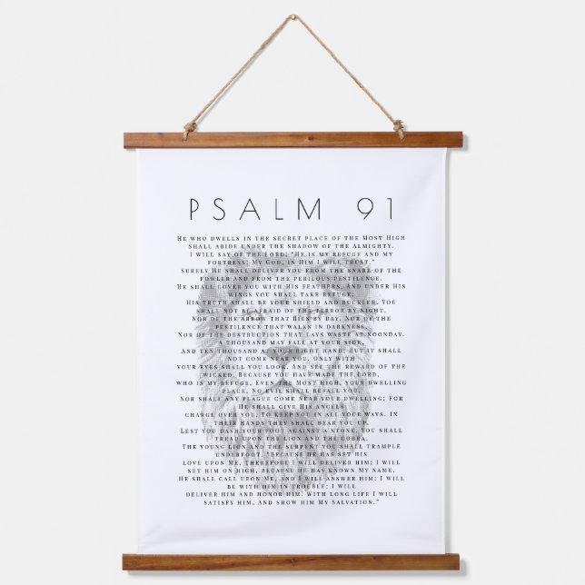 Psalm 91 Lion Face Christian Scroll Tapestry (Front)