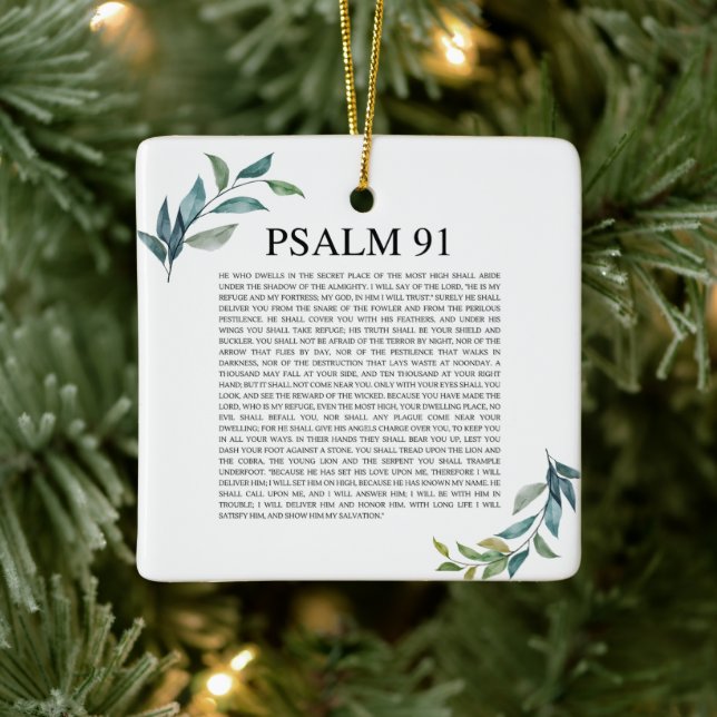 Psalm 91 NKJV Ceramic Ornament (Tree)