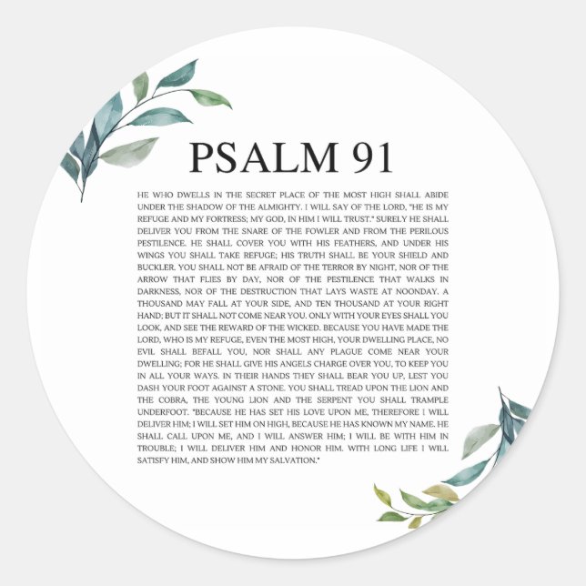 Psalm 91 NKJV Classic Round Sticker (Front)
