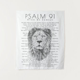 Psalm 91 Over My Family Bold Bearded Lion Tapestry