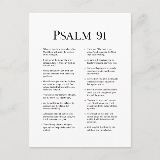 Psalm 91  postcard (Front)