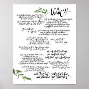 Psalm 91 poster HAND LETTERED   Bible protection