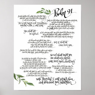 Psalm 91 poster HAND LETTERED | Bible protection