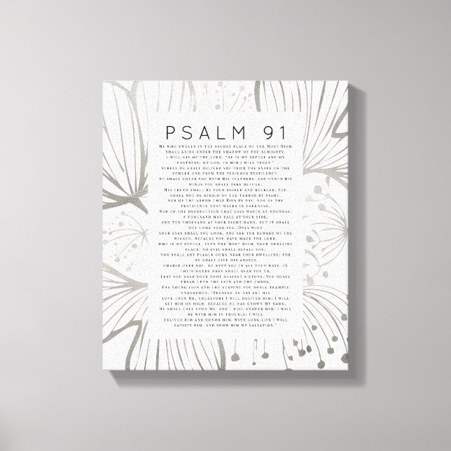 Psalm 91 Scripture Art Botanical Leaf Canvas Print (Front)