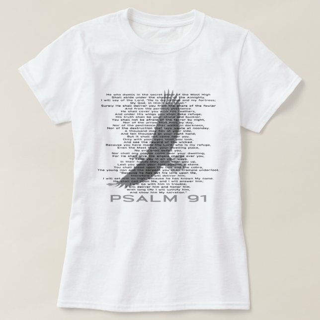 Psalm 91 Scripture Art with Eagle T shirt (Design Front)