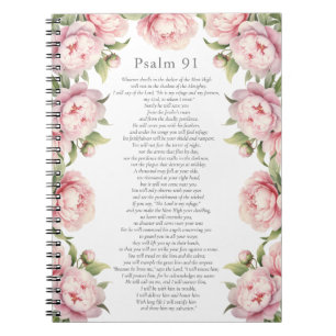 Psalm 91 Scripture Bible Verse Floral Blush Notebook