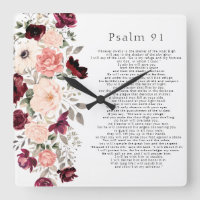 Psalm 91 Scripture Burgundy Blush Floral