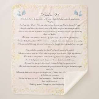 Psalm 91, Scripture & Eucalyptus Leaves, Blush Sherpa Blanket