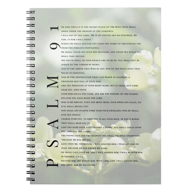 Psalm 91 Soft White Floral Christian Journal (Front)