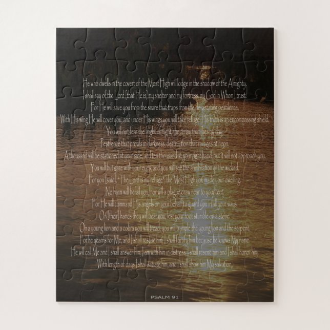 Psalm 91, Sunset on Water Challenging Puzzle (Vertical)