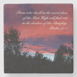 Psalm 91 Those who dwell in the secret place, Stone Coaster