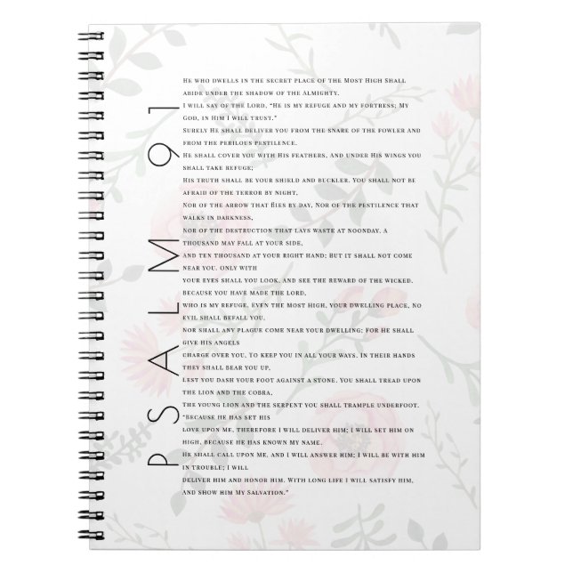 Psalm 91 Typography Christian Floral Journal (Front)