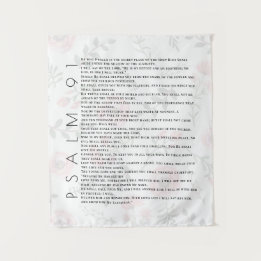 Psalm 91 Typography Christian Floral Tapestry