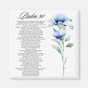 Psalm 91 Watercolor Blue Flower Bible Scriptures Magnet