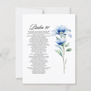 Psalm 91 Watercolor Blue Flower Bible Scriptures Postcard