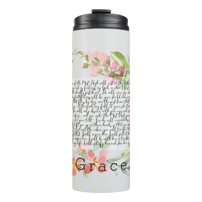 Psalm 91 watercolor scripture art  magnet thermal tumbler (Front)