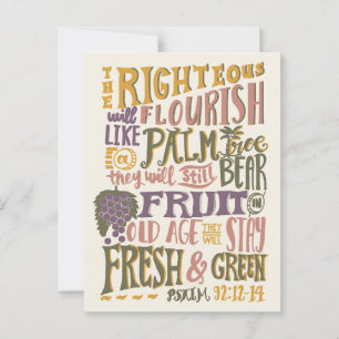 Psalm 92:12-14 Vintage Grandmother Hand Lettering  Postcard