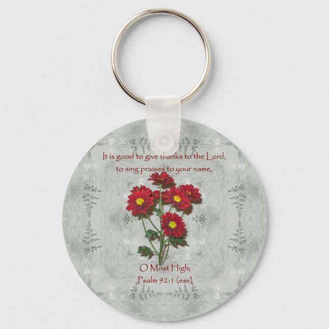 Psalm 92:1 ~ Give Thanks to the Lord Key Ring (Front)
